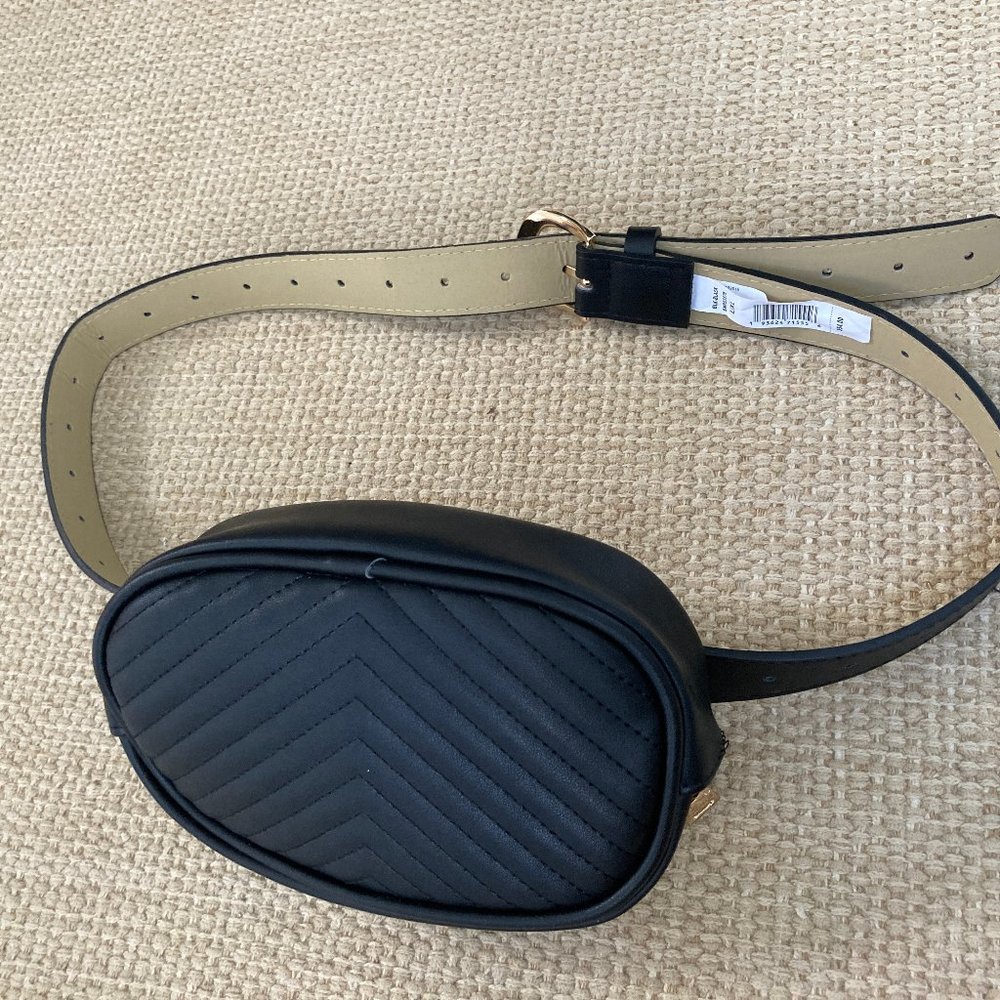 Steve Madden Black Chevron Belt Bag New - Picture 9 of 13